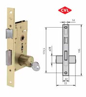 CERRADURA EMBUTIR PARA PUERTA DE MADERA MOD 1962.60.2 LATONADO CVL - 1