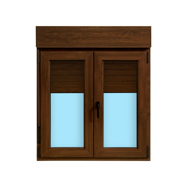 VENTANA PVC OSCILOBATIENTE  CON PERSIANA NOGAL 100X118CM