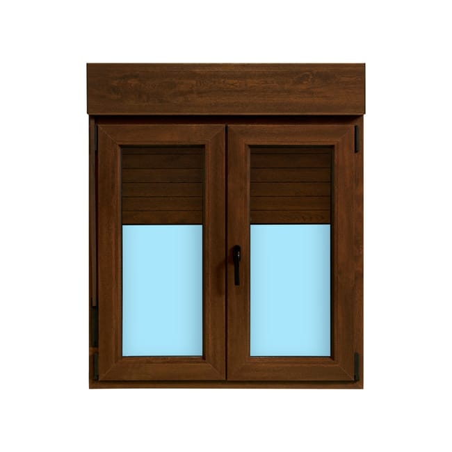 VENTANA PVC OSCILOBATIENTE  CON PERSIANA NOGAL 100X118CM - 1