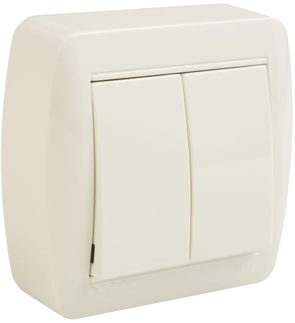 CONMUTADOR DOBLE MURAL SUPERFICIE BLANCO - 1