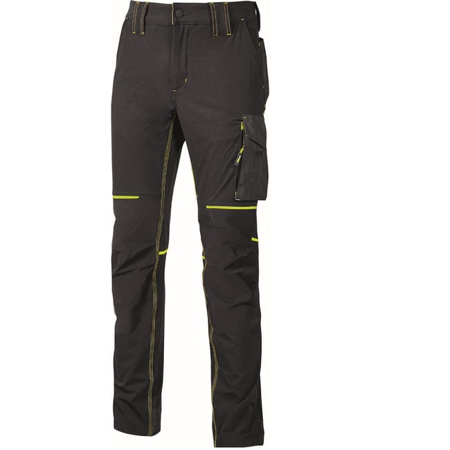 PANTALON DE TRABAJO MULTIBOLSILLOS ELASTICO NEGRO/AMARILLO TALLA M UPOWER - 1