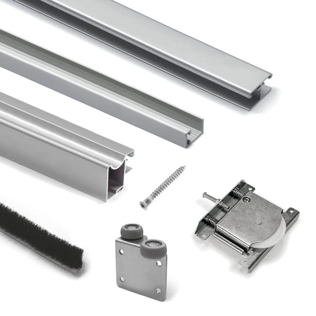 KIT PUERTA ARMARIO CORREDERA PLATA MATE 232 X 100 CM 10MM - 1