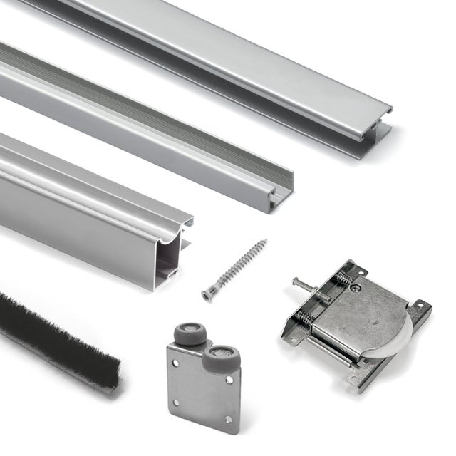 KIT PUERTA ARMARIO CORREDERA PLATA MATE 232 X 100 CM 10MM