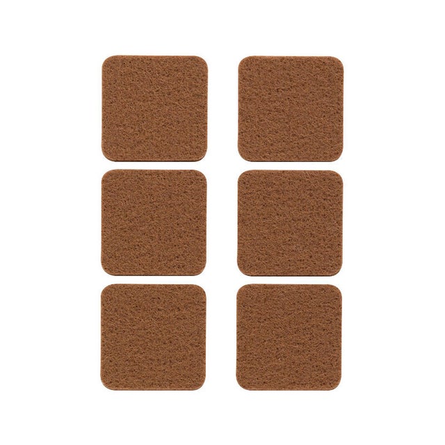 FIELTRO ADHESIVO CUADRADOS 31 MM MARRON . 6 UDS
