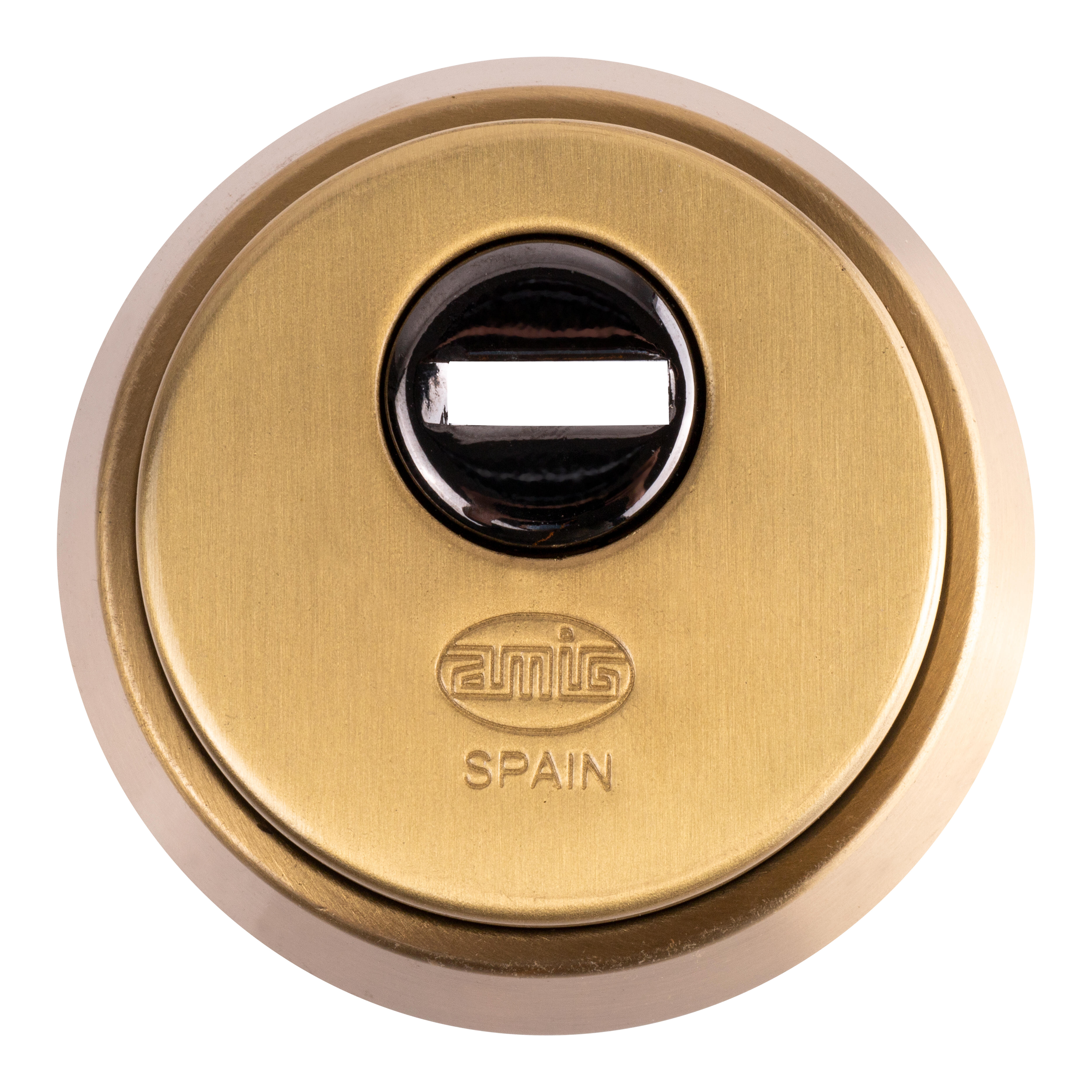 ESCUDO DE SEGURIDAD REDONDO PARA CERRADURA ACABADO EN LATÓN AMIG 01 - 4