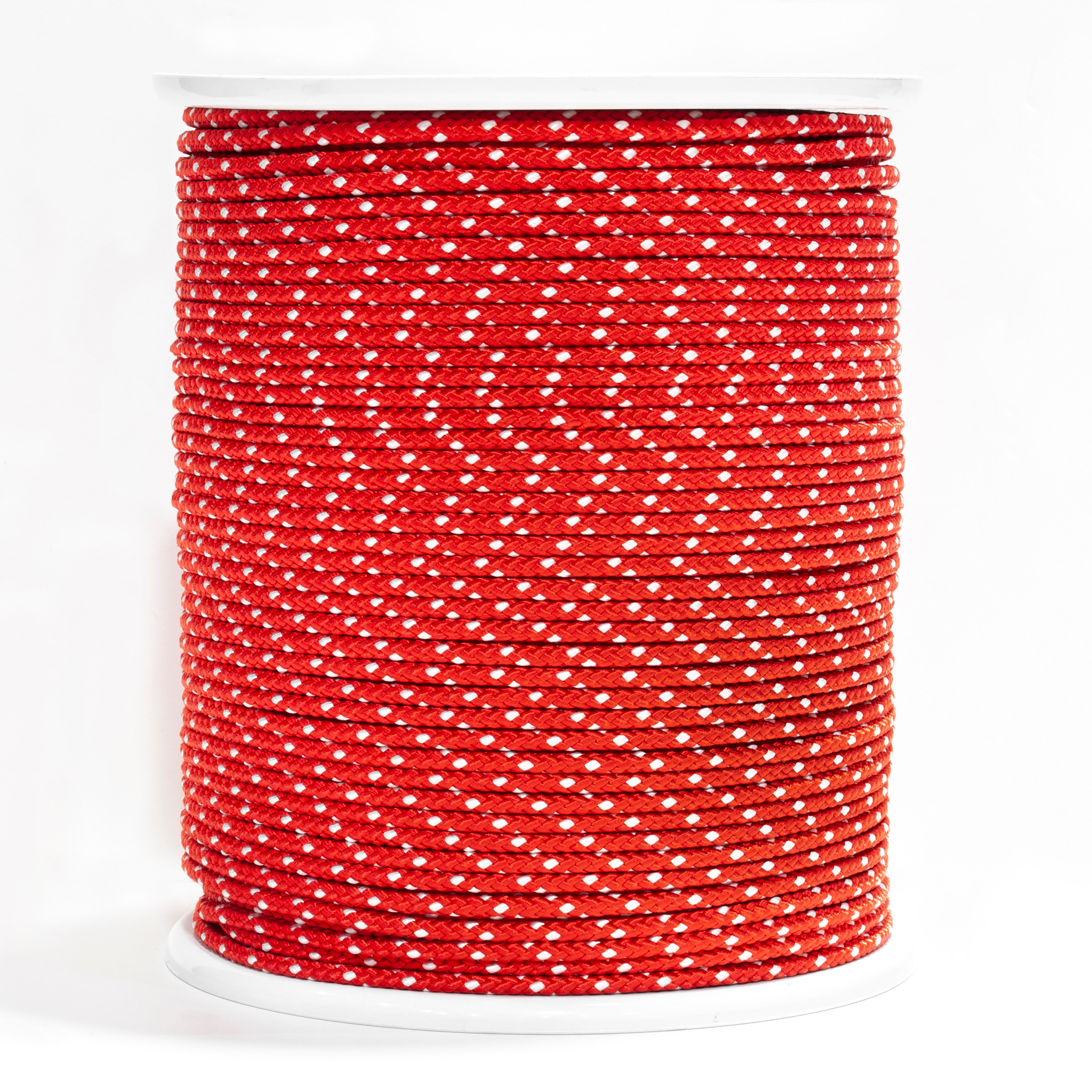 CUERDA POLIESTER TRENZADA CON ALMA 8MM. 1M ROJO CON PINTAS BLANCAS ROMBULL - 3