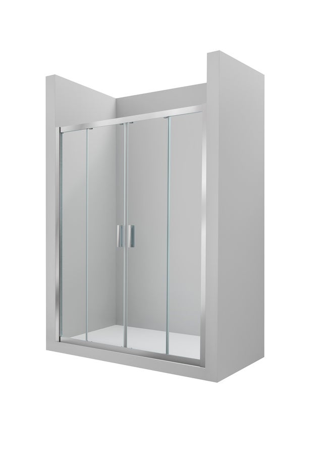 MAMPARA DE DUCHA 2 PUERTAS FRONTAL CORREDERA ROCA URA NEW 180CM PLATA