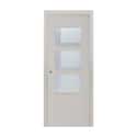 PUERTA INTERIOR EN BLOCK LACADA GRIS LISA VT5 VIDRIADA 82,5 CM DERECHA - 1