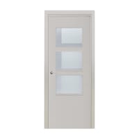 PUERTA INTERIOR EN BLOCK LACADA GRIS LISA VT5 VIDRIADA 82,5 CM DERECHA - 1