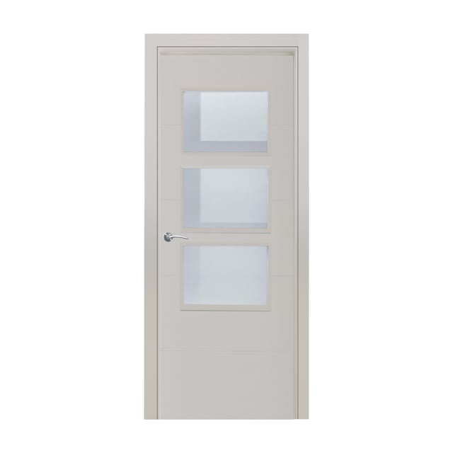 PUERTA INTERIOR EN BLOCK LACADA GRIS LISA VT5 VIDRIADA 82,5 CM DERECHA