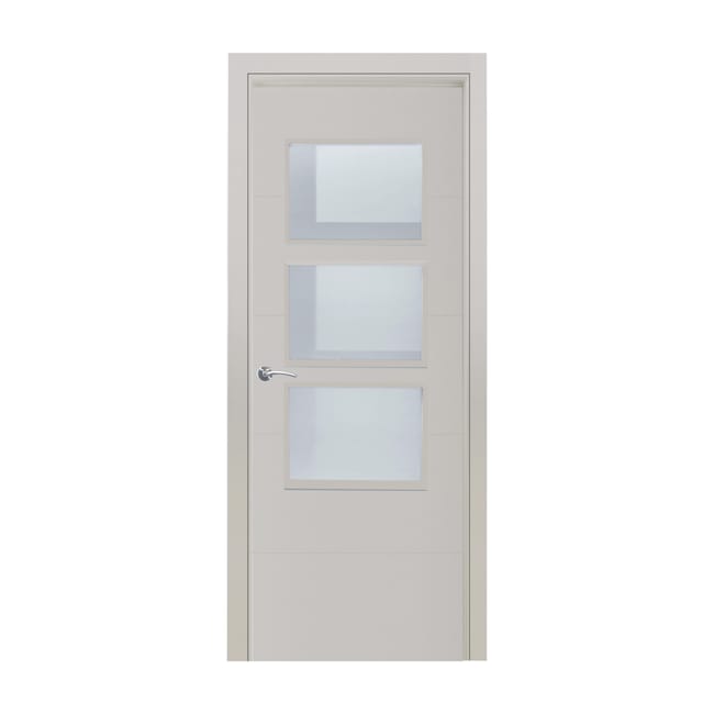 PUERTA INTERIOR EN BLOCK LACADA GRIS LISA VT5 VIDRIADA 82,5 CM DERECHA - 1