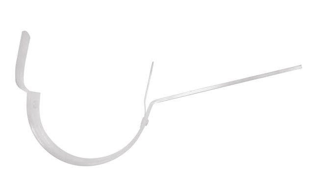 SOPORTE EVACUACIÓN PLUVIALES METÁLICO PLETINA DOBLE LENGÜETA ACERO PRECALADO BLANCO