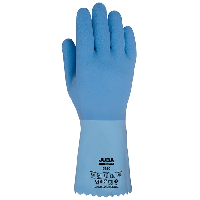 GUANTE LATEX RUGOSO AZUL T10 JUBA 5830