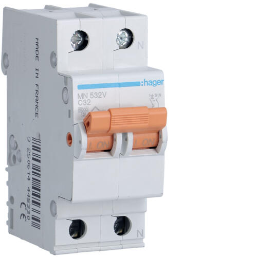AUTOMATICO 1P+N 2 MODULOS 32A MANETA NARANJA HAGER