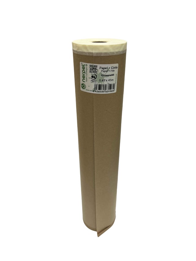 ROLLO PAPEL CON CINTA RECICLADO 45CM X 45M
