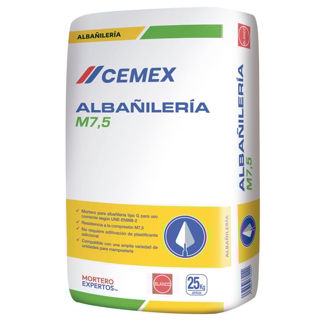 MORTERO SECO BLANCO M7,5 CEMEX 25 KG