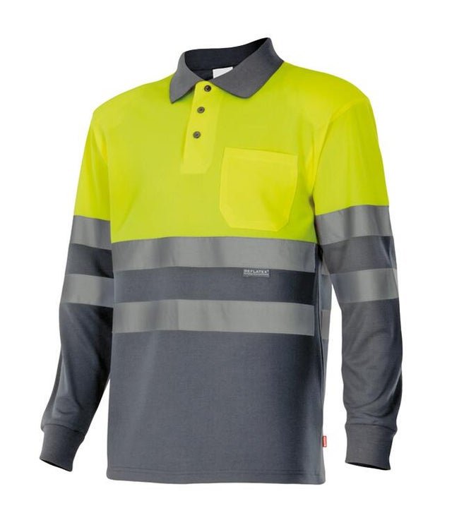 POLO MANGA LARGA ALTA VISIBILIDAD GRIS AMARILLO TALLA M VELILLA 305507