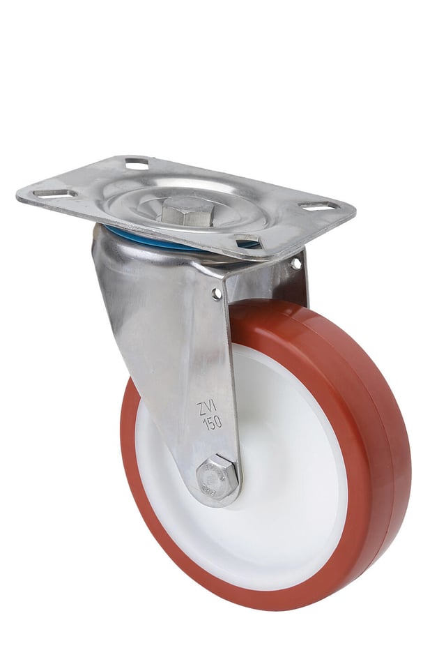 RUEDA GIRATORIA POLIURETANO ACERO INOXIDABLE 80 MM. RUEDAS ALEX