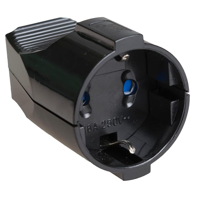 BASE AEREA  2 POLOS + TOMA TIERRA LATERAL 16A NEGRO - 1