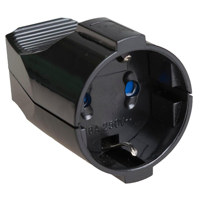 BASE AEREA  2 POLOS + TOMA TIERRA LATERAL 16A NEGRO