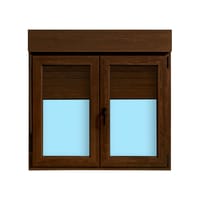 VENTANA PVC OSCILOBATIENTE  CON PERSIANA NOGAL 120X118CM - 1