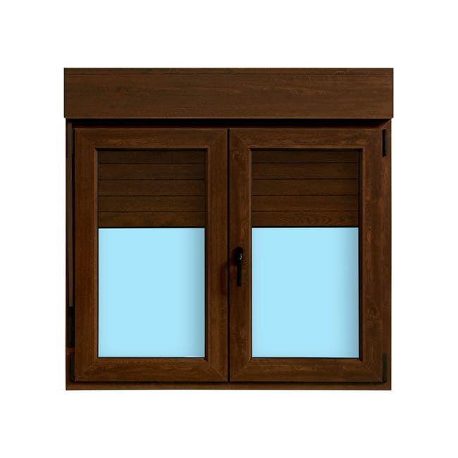 VENTANA PVC OSCILOBATIENTE  CON PERSIANA NOGAL 120X118CM - 1
