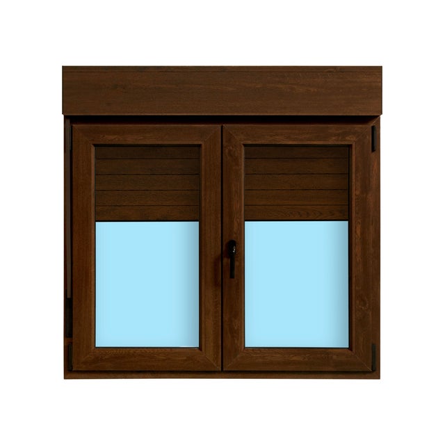 VENTANA PVC OSCILOBATIENTE  CON PERSIANA NOGAL 120X118CM
