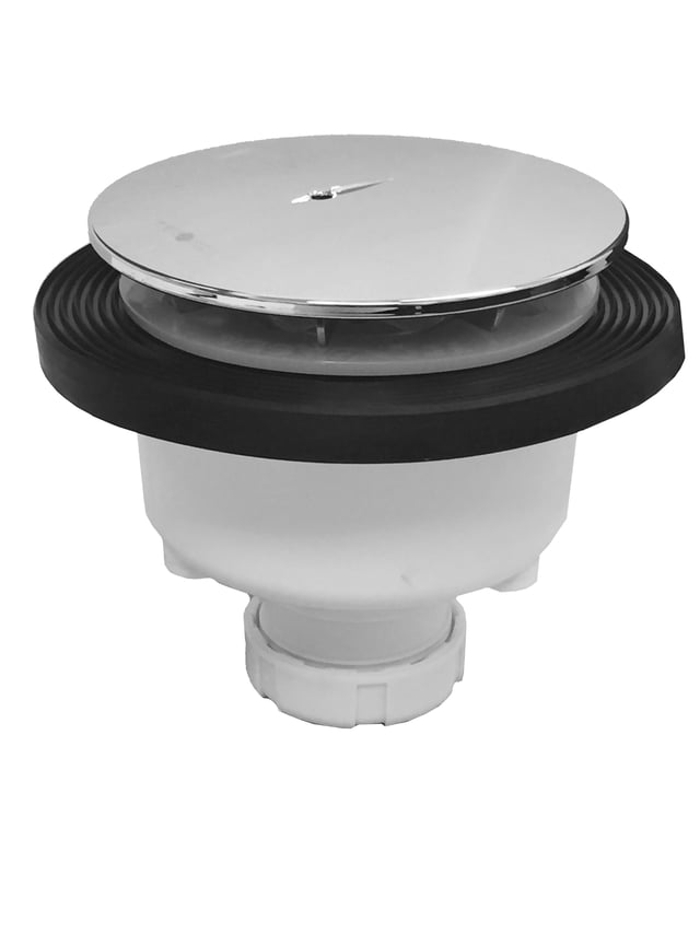 VÁLVULA PLATO DE DUCHA 115MM CON TORNILLO SALIDA VERTICAL BLANCO TECNOAGUA