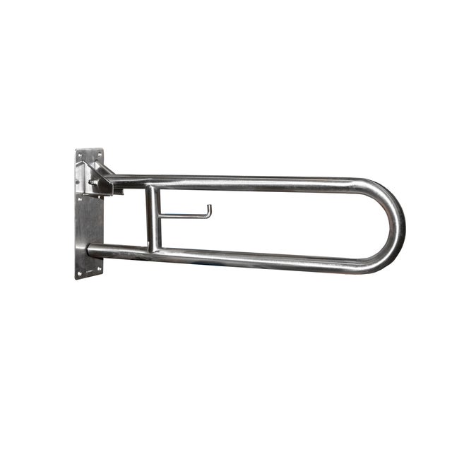 BARRA DE APOYO PARA INODORO ABATIBLE DOBLE INOX 73X15 CM