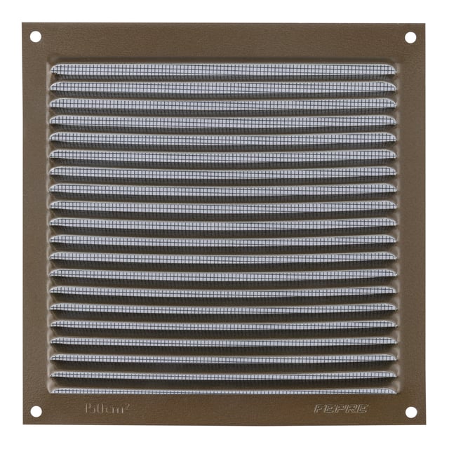 REJILLA DE VENTILACION CON MOSQUITERA SOBREPONER ALUMINIO BRONCE 17 X 17 CM. ESPESOR 0.8  MM