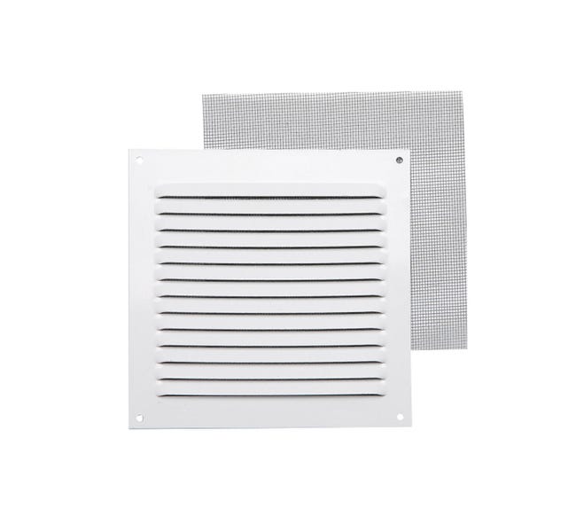 REJILLA DE VENTILACION CON MOSQUITERA SOBREPONER ALUMINIO BLANCO 10 X 10 CM. ESPESOR 0.8  MM - 1