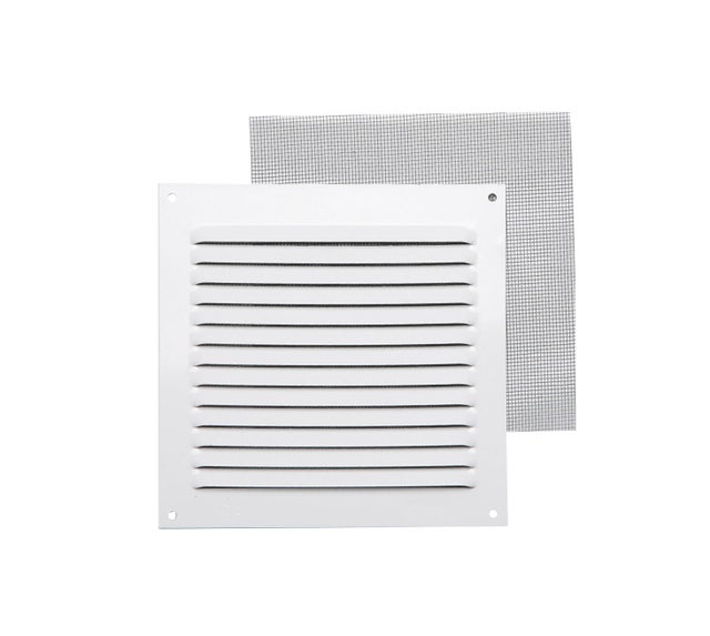 REJILLA DE VENTILACION CON MOSQUITERA SOBREPONER ALUMINIO BLANCO 20 X 20 CM. ESPESOR 0.8  MM