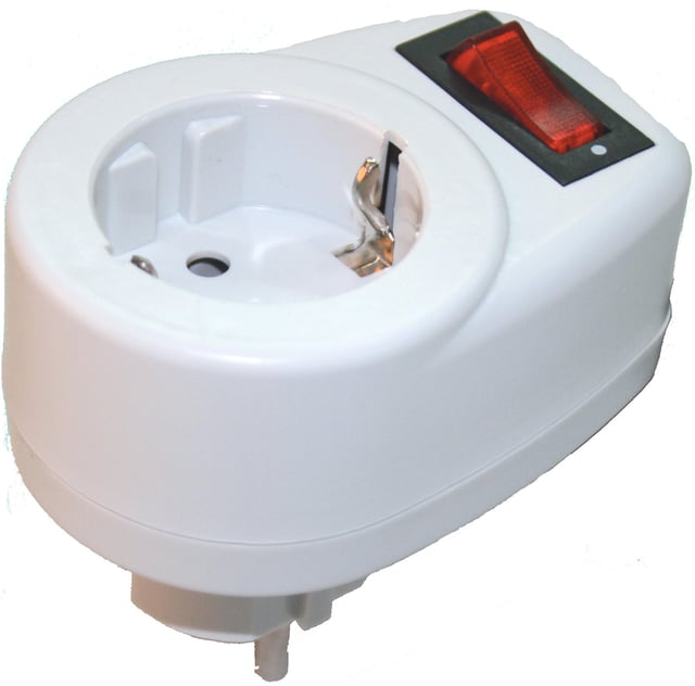 ADAPTADOR 1 TOMA  2 POLOS + TOMA TIERRA LATERAL 16A CON INTERRUPTOR