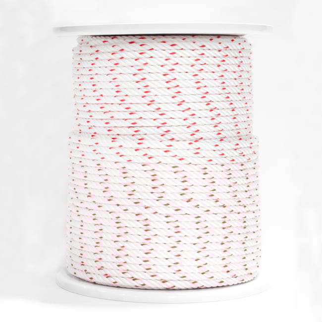 CUERDA POLIPROPILENO CABLEADA 8MM. 1M BLANCO CON PINTAS ROJAS ROMBULL - 1