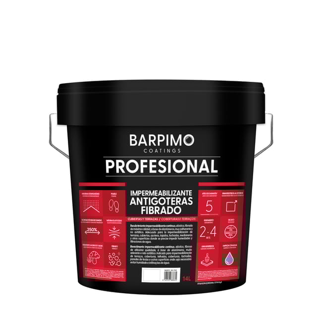 IMPERMEABILIZANTE CAUCHO FIBRADO PROFESIONAL 14L GRIS - 1