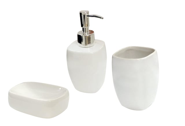 LOTE 3 ACCESORIOS CERÁMICA BLANCA
