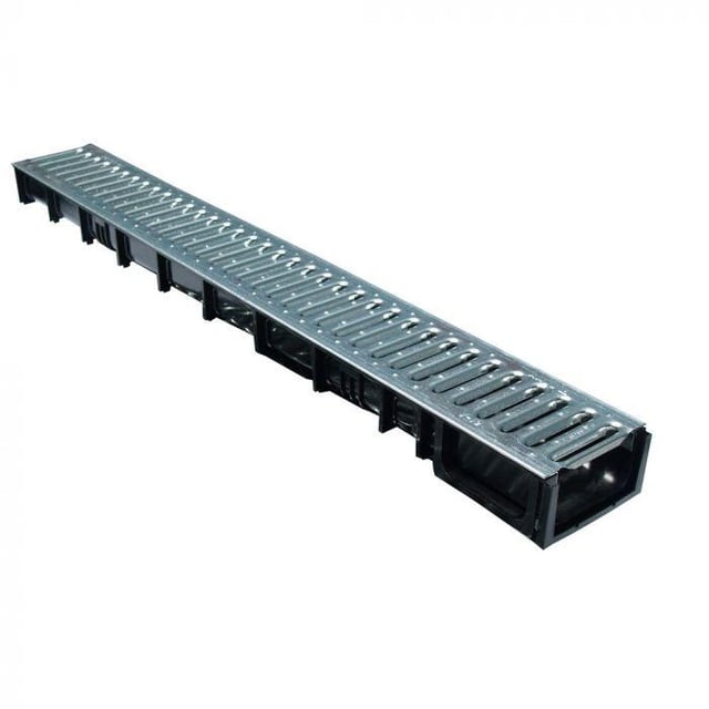 KIT CANALETA 1M + REJILLA GALVANIZADA 13X6.5CM