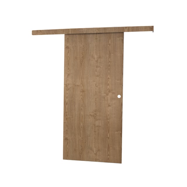 KIT RAIL + EMBELLECEDOR PUERTA CORREDERA ACABADO VINILO CASTAÑO