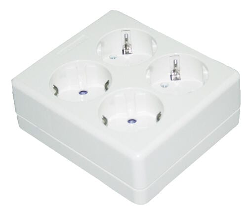 BASE MULTIPLE CUADRADA 4 TOMAS SIN CABLE - 1