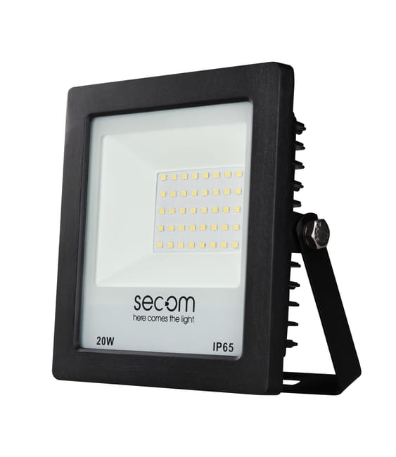 PROYECTOR LED 20W LUZ FRIA IP65 NEGRO SECOM - 1