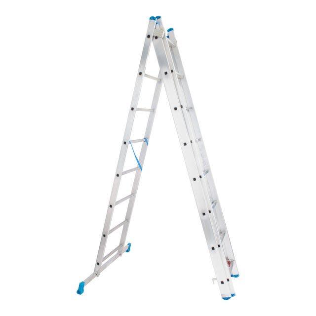 ESCALERA METÁLICA TRANSFORMABLE DE ALUMINIO 8+8+8 PELDAÑOS