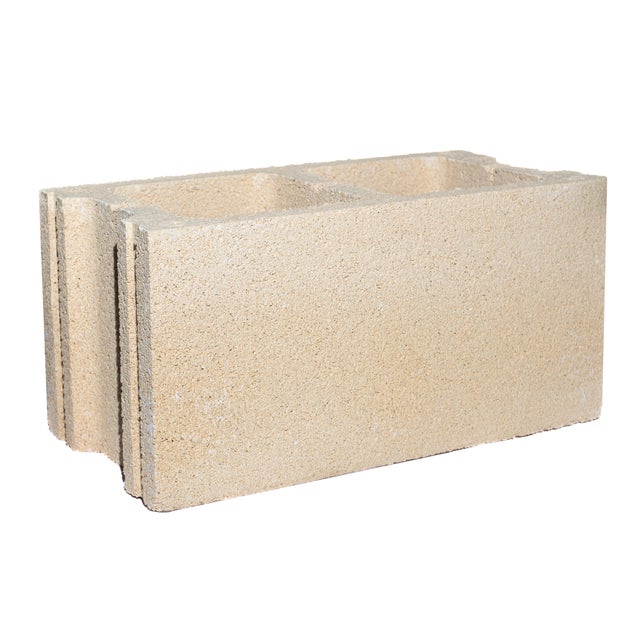 BLOQUE DE HORMIGÓN LISO CREMA 39X19X19 CM