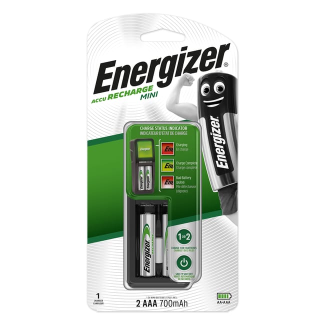 CARGADOR CON 2 PILAS RECARGABLES AAA 700 MAH - 1