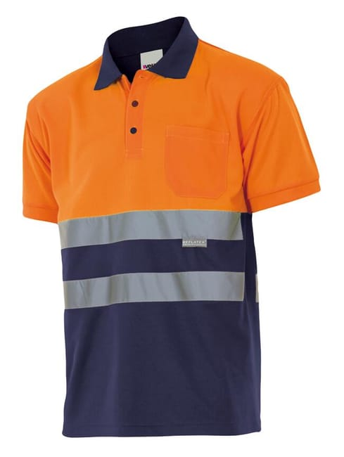 POLO MANGA CORTA ALTA VISIBILIDAD AZUL-NARANJA TALLA S VELILLA - 1
