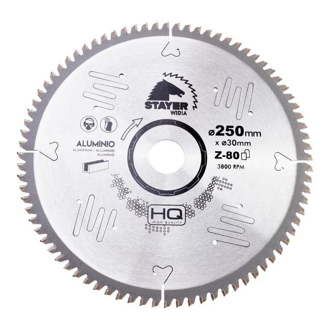 DISCO DE WIDIA CORTE ALUMINIO 250MM Z80 STAYER - 1