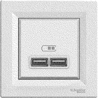 TOMA DOBLE USB MONOBLOCK SERIE ASFORA BLANCO - 1