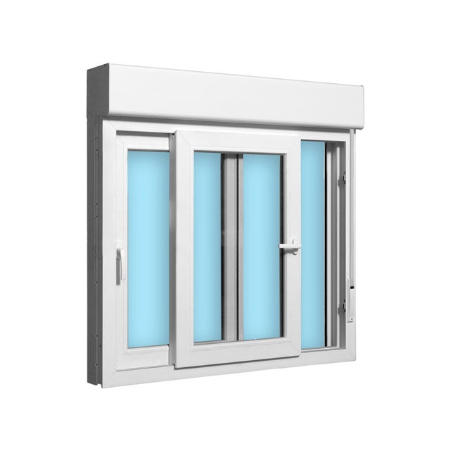 VENTANA PVC CORREDERA CON PERSIANA BLANCA 120X118CM