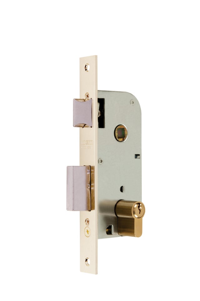 CERRADURA EMBUTIR PARA PUERTA DE MADERA 40  MM. NIQUELADA 1301 MCM