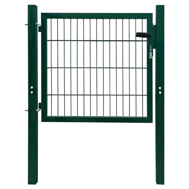 PUERTA METÁLICA POSTE CUADRADO VERDE 1X2 M MALLA 50X50 MM