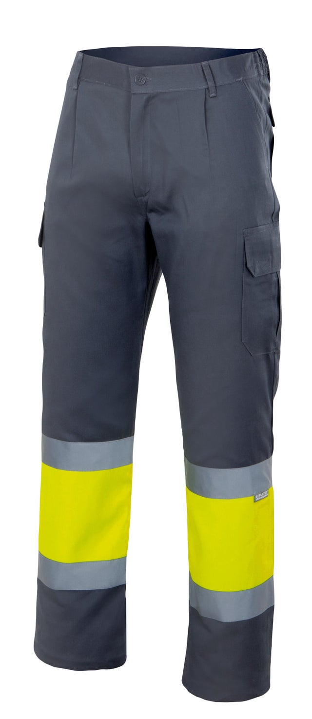 PANTALON MULTIBOLSILLO ALTA VISIBILIDAD GRIS AMARILLO TALLA S VELILLA SERIE 157